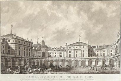 null Ecole autrichienne, XVIIIe siècle Vue de l'entrée de l'arsenal de Turin dessiné...