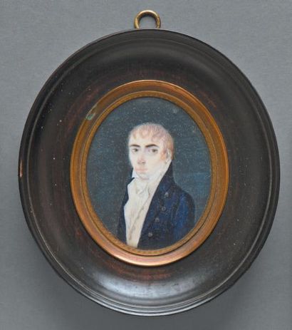 Ecole française du premier quart du XIXe siècle 
Portrait en buste de jeune homme...