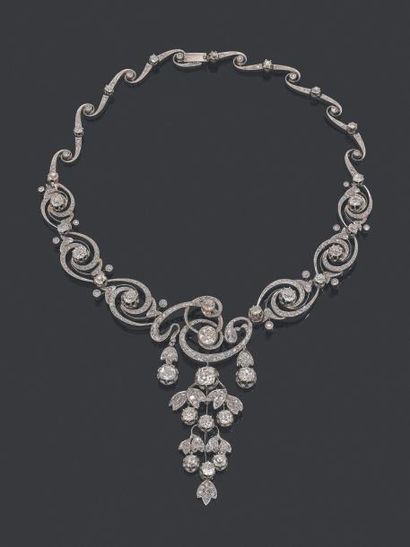 null Collier articulé en platine 850 millièmes et fermoir en or 750 millièmes, les...