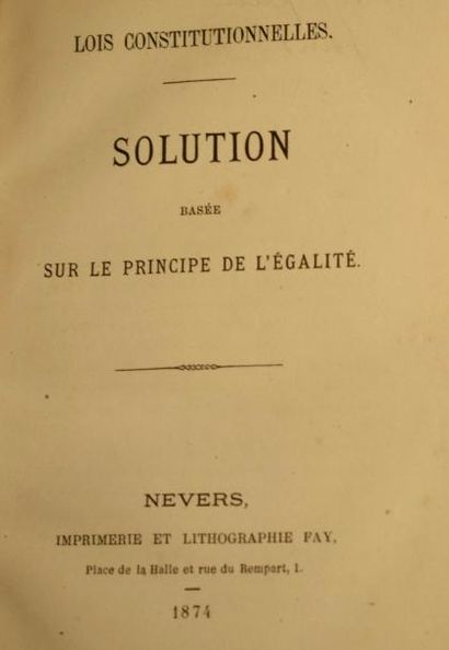 null [DROIT PUBLIC – TIERSONNIER (Ludovic)]. Lois constitutionnelles. Solution basée...
