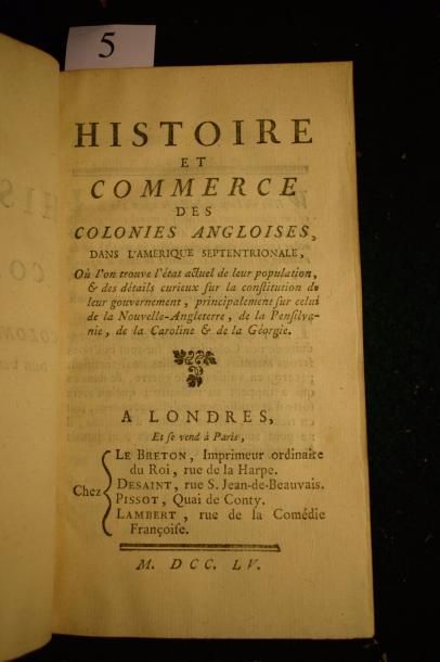 null [AMÉRIQUE – BUTEL-DUMONT (Georges Marie)]. Histoire et commerce des colonies...