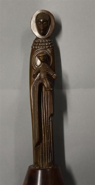 null Jean LAMBERT-RUCKI (1888-1967) Vierge à l'Enfant Bronze à patine brune, signé...