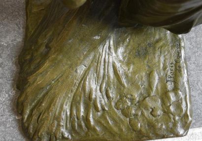 null Floris de Cuyper (1875-1965) La fanneuse Bronze à patine verte signé sur la...