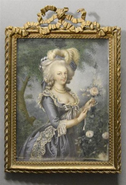null Ecole FRANCAISE du XIXe siècle d'après Vigée LEBRUN Marie-Antoinette à la rose...