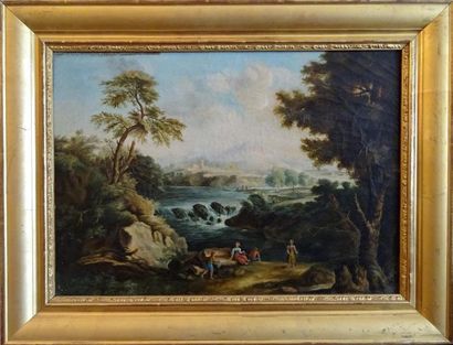 null Ecole FRANCAISE du XIXe siècle Paysages d'Italie Paire d'huiles sur toile H....
