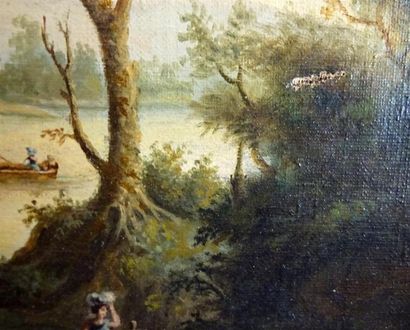 null Ecole FRANCAISE du XIXe siècle Paysages d'Italie Paire d'huiles sur toile H....