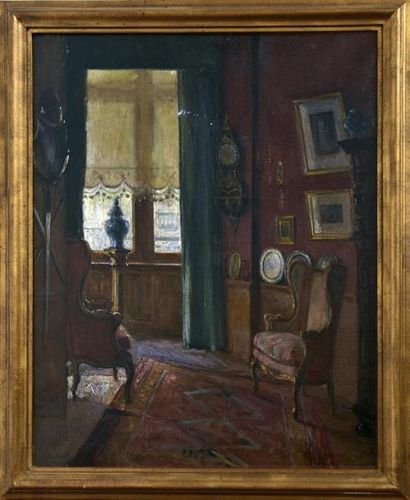 null Pieter STOBBAERTS (1865-1948) Intérieur Huile sur toile signée en bas à gauche...