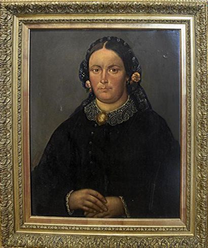 null John Loos ANTWERP (Deuxième moitié du XIXe siècle) Portrait de femme au camée...