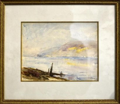 null Joannes DREVET (1854-1940) Le deux octobre lac de Hautes Combes Aquarelle, signée...