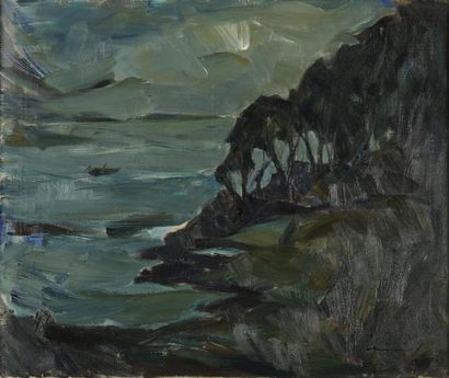 null Albert RATY (1889-1970) Port Manech en Bretagne Huile sur toile signée en bas...