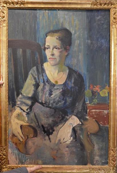 null MEYNARD*** Portrait de femme vers 1940 Huile sur toile contresignée au dos H....