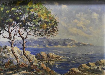 null M. SABIDO ( XXe siècle) Paysage méditerranéen Huile sur toile maroufflée sur...