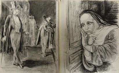 null Hugues BREHAT (1920-2011) Suite de six projets d'illustration (Scènes de la...