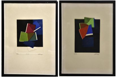 null Bertrand DORNY (1931-2015) Le Petit cerf-volant et Relief Deux gravures au carborundum...