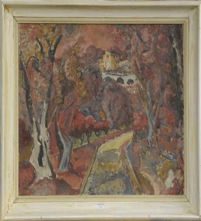 null Maurice MENDJISKY (1889-1951) L'allée Huile sur toile signée en bas à gauche...
