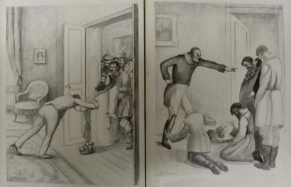 null G. THOUVENOT (XXe siècle) Suite de huit dessins d'illustration Crayon et stylo...