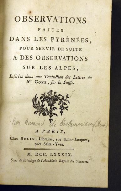 RAMOND DE CARBONNIÈRE (Louis François) . OBSERVATIONS FAITES DANS LES PYRÉNÉES, pour...