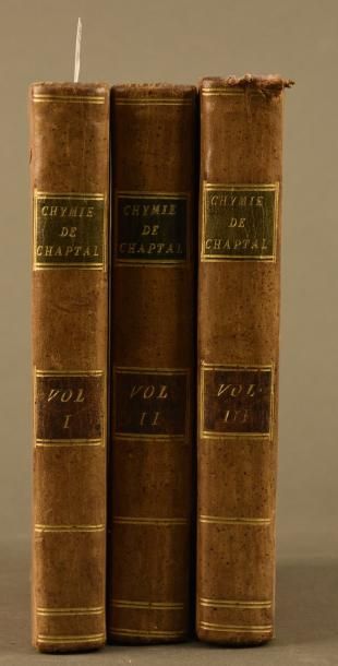 CHAPTAL (Jean Antoine) ÉLÉMENTS DE CHYMIE.
Seconde édition. PARIS, DETERVILLE, AN...
