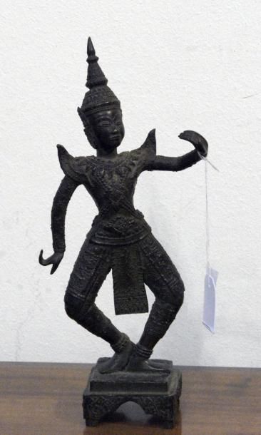 Art d'Asie Danseuse thaïlandaise Statuette en bronze patiné H. 19,5 cm