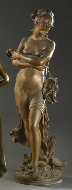 null Hippolyte François MOREAU (1832-1927) Le Printemps Bronze à patine médaille,...