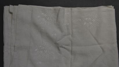 Archives textiles - Etoffes - Papiers peints Drap brodé, vers 1900, toile métisse...