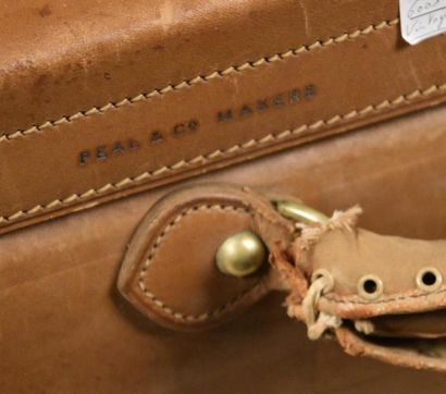 Luxe - Vintage PEAL & Co 487 Oxford street london Valise en cuir naturel à surpiqures,...