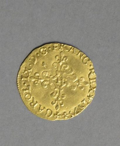 Monnaies - Médailles - Sceaux Henri III au nom de Charles IX : écu d'or au soleil...