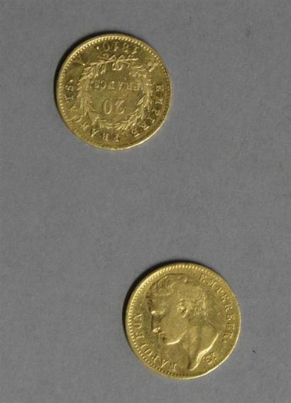 Monnaies - Médailles - Sceaux Napoléon 1er : 2 monnaies de 20 francs 1807 A, 1810...