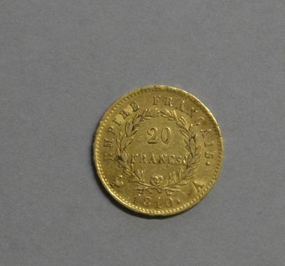Monnaies - Médailles - Sceaux Napoléon 1er, 20 francs, 1810 A, 6,3 g, TB à TTB Consultant:...