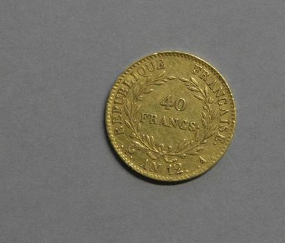 Monnaies - Médailles - Sceaux Bonaparte 1er Consul, 40 francs, an 12 A, 12,9 g,TB...