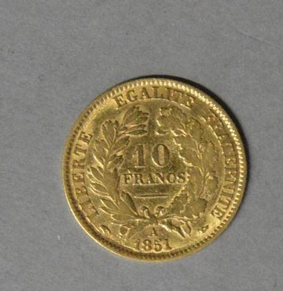 Monnaies - Médailles - Sceaux IIème République : 10 francs 1851 A, TB