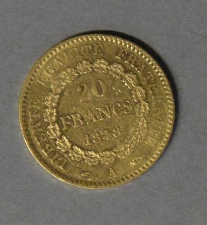 Monnaies - Médailles - Sceaux IIème République : 20 francs 1848 A, TTB