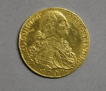Monnaies - Médailles - Sceaux Espagne, Charles III : 8 escudos 1707, TN/TTB, rayures...