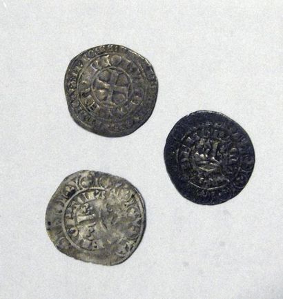 Monnaies - Médailles - Sceaux Charles V : 3 blancs au K, Dy 363, 2,2 g chacun, T...