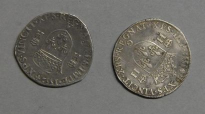 Monnaies - Médailles - Sceaux Henri II : 2 testons 1552 A & 1555 G TB, nettoyés