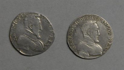 Monnaies - Médailles - Sceaux Henri II : 2 testons 1552 A & 1555 G TB, nettoyés