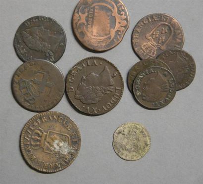 Monnaies - Médailles - Sceaux Louis XV : lot de 10 monnaies : sols : 1772 V et ½...