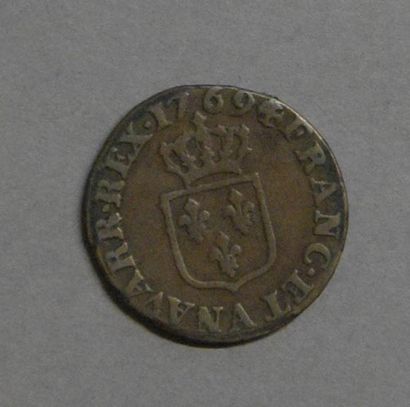 Monnaies - Médailles - Sceaux Louis XV : liard à la vieille tête 1769 A, TTB