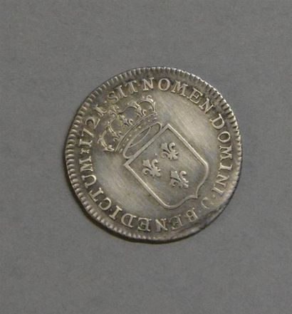 Monnaies - Médailles - Sceaux Louis XV : quart d'écu de France 1721 C, TB, traces...