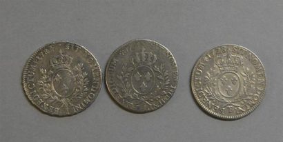 Monnaies - Médailles - Sceaux Louis XV et Louis XVI  : lot de 3 écus 1728 T et 1761...