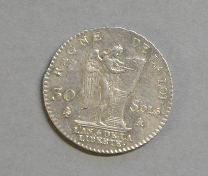 Monnaies - Médailles - Sceaux Louis XVI : ½ écu de 3 livres 1792 A SUP traces de...