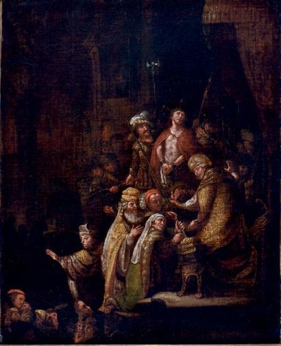 École HOLLANDAISE du XVII e siècle, d'après Rembrandt (1606-1669) Le Christ devant...