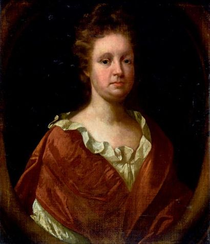 École FRANÇAISE du début du XVIII e siècle Portrait d'homme et portrait de dame de...