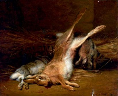 Lucien J. B. SCHMIDT (1825-1891) Nature morte aux perdrix
Nature morte aux lièvres
Paire...
