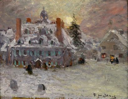 Fernand MAILLAUD (1863-1948) Maison sous la neige, Issoudun
Huile sur carton toilé...