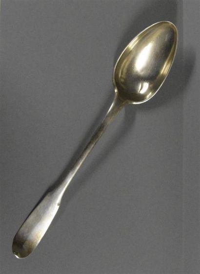 null Cuillère à ragoût en argent modèle uniplat, la spatule gravée « N. B. » entre...