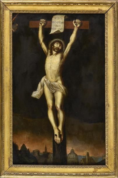 Ecole Française du XVII e siècle Christ en croix
Huile sur toile
H. 60 cm - L. 37...