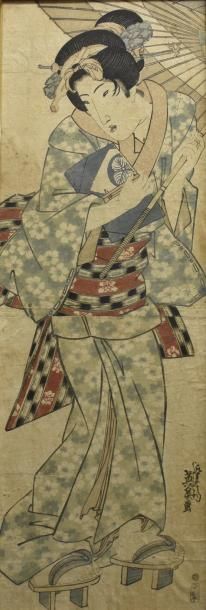 Art d'Asie Keisai EISEN (1790 -1848) et Utagawa TOYOKUNI III (1786 -1865) Quatre...