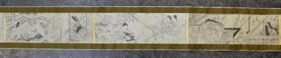 Art d'Asie JAPON - XIXe siècle Deux makemono comportant seize shunga chacun, représentant...