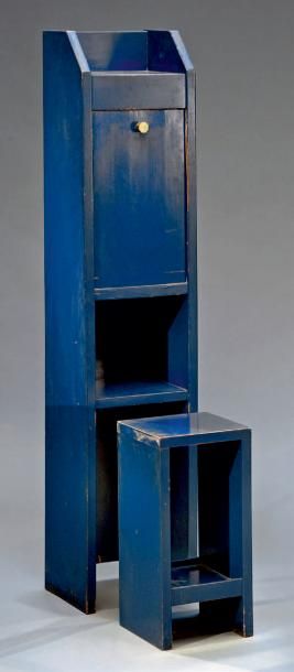 André SORNAY (1902-2000) Rare et intéressant meuble colonne moderniste et son siège...